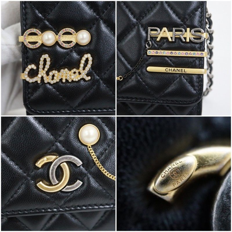 Chanel Quilted Chain Wallet 19 Lambskin Black Gold Silver — view 3
