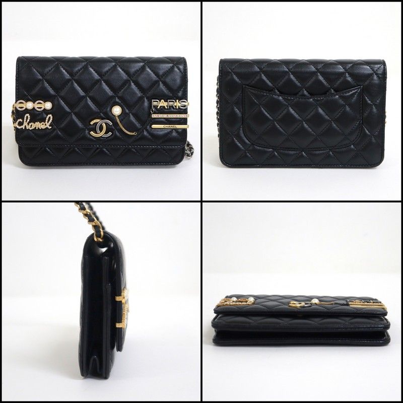 Chanel Quilted Chain Wallet 19 Lambskin Black Gold Silver — view 2