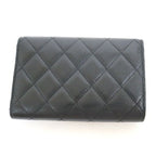 Chanel Trifold Wallet Quilted Black Silver Caviar Leather — view 3