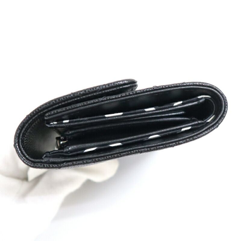 Chanel Trifold Wallet Quilted Black Silver Caviar Leather — view 4