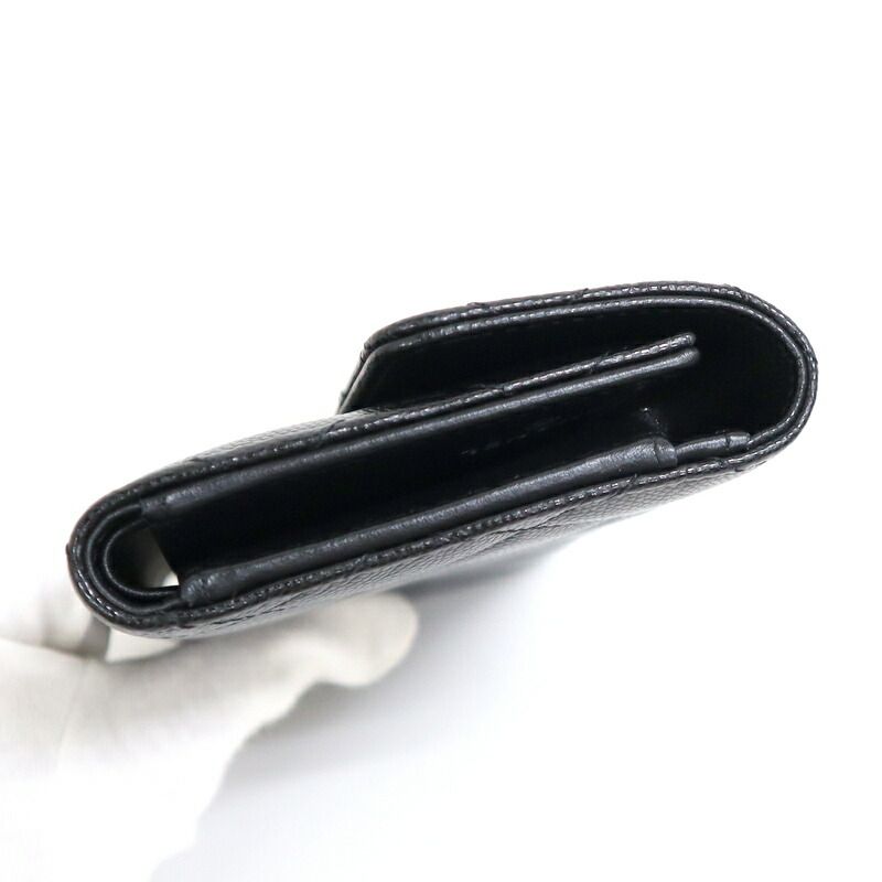 Chanel Trifold Wallet Quilted Black Silver Caviar Leather — view 5