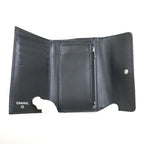Chanel Trifold Wallet Quilted Black Silver Caviar Leather — view 6