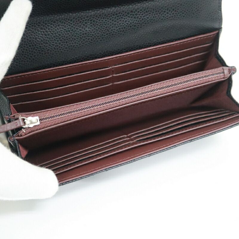 Chanel Quilted Classic Long Flap Wallet Caviar Leather Black — view 4