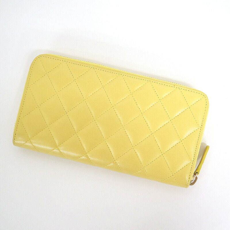 Chanel Zip Around Wallet Yellow Lambskin Digits — view 2