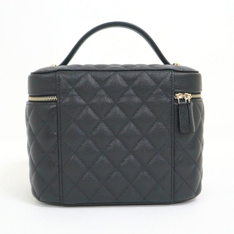 Chanel Timeless Classic Vanity Bag Caviar Leather Black Gold Champagne — view 2