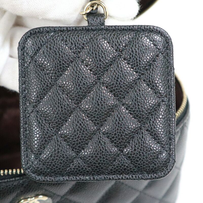 Chanel Timeless Classic Vanity Bag Caviar Leather Black Gold Champagne — view 8