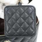 Chanel Timeless Classic Vanity Bag Caviar Leather Black Gold Champagne — view 8