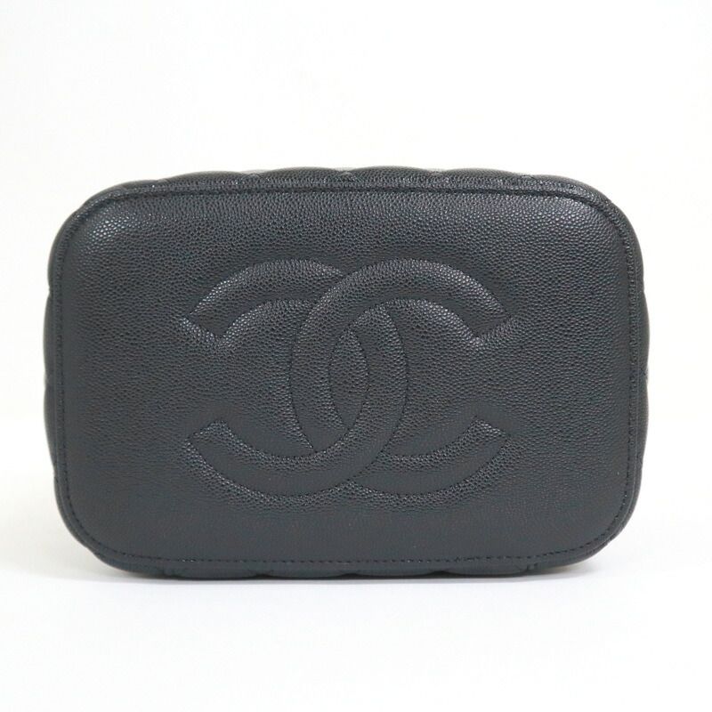 Chanel Timeless Classic Vanity Bag Caviar Leather Black Gold Champagne — view 5
