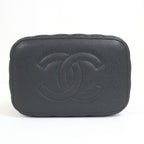 Chanel Timeless Classic Vanity Bag Caviar Leather Black Gold Champagne — view 5