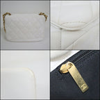 Chanel Quilted 21 Chain Shoulder Bag Small Flap White Lambskin X — view 8