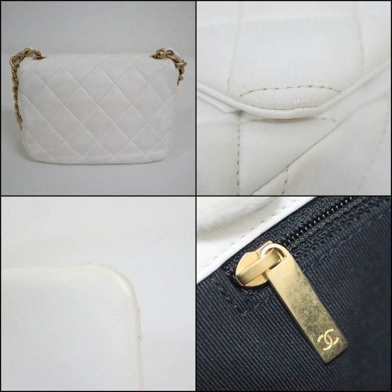 Chanel Quilted 21 Chain Shoulder Bag Small Flap White Lambskin X — view 8