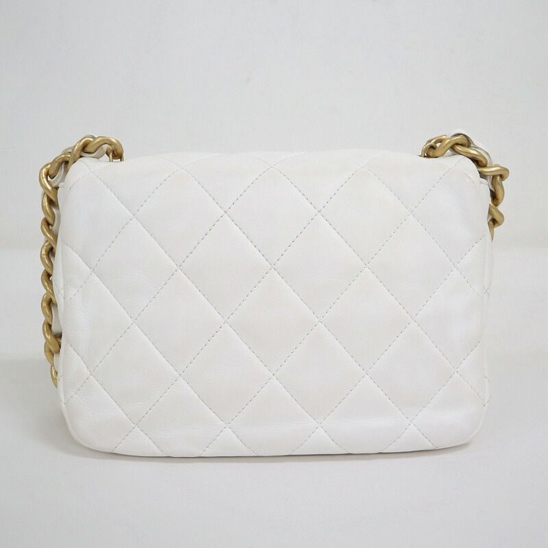 Chanel Quilted 21 Chain Shoulder Bag Small Flap White Lambskin X — view 2