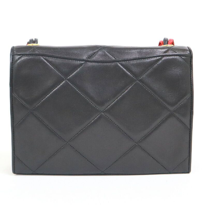 Chanel Quilted Shoulder Bag Lambskin Bicolor Black Red — view 2