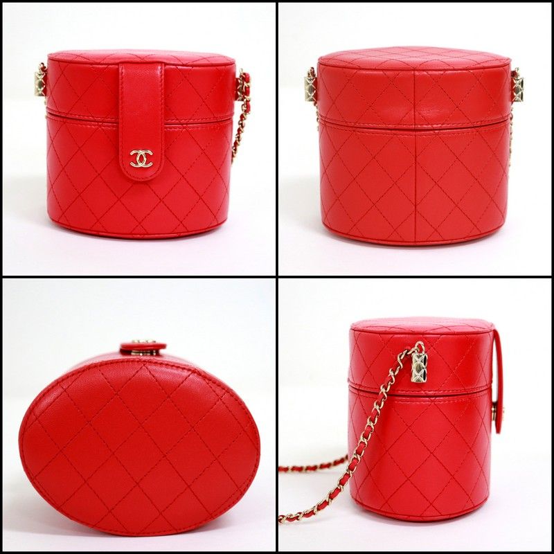 Chanel Vanity Bag Bicolor Leather Red Gold — view 2
