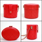Chanel Vanity Bag Bicolor Leather Red Gold — view 2