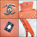 Chanel Quilted Enamel Chain Shoulder Orange Silver Patent — view 3