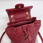 Chanel Chain Backpack Quilted Lambskin Red Gold — view 6