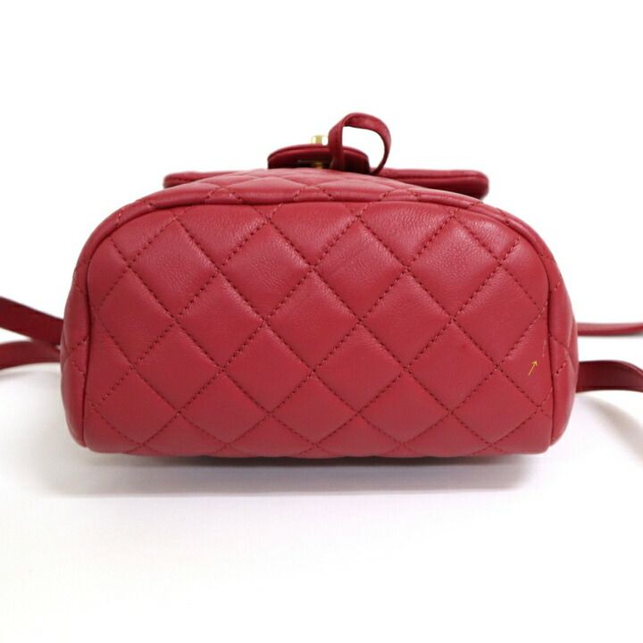 Chanel Chain Backpack Quilted Lambskin Red Gold — view 3