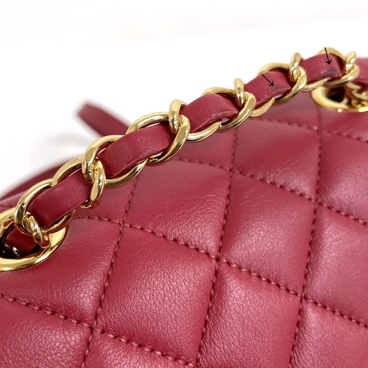 Chanel Chain Backpack Quilted Lambskin Red Gold — view 5