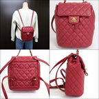 Chanel Chain Backpack Quilted Lambskin Red Gold — view 2