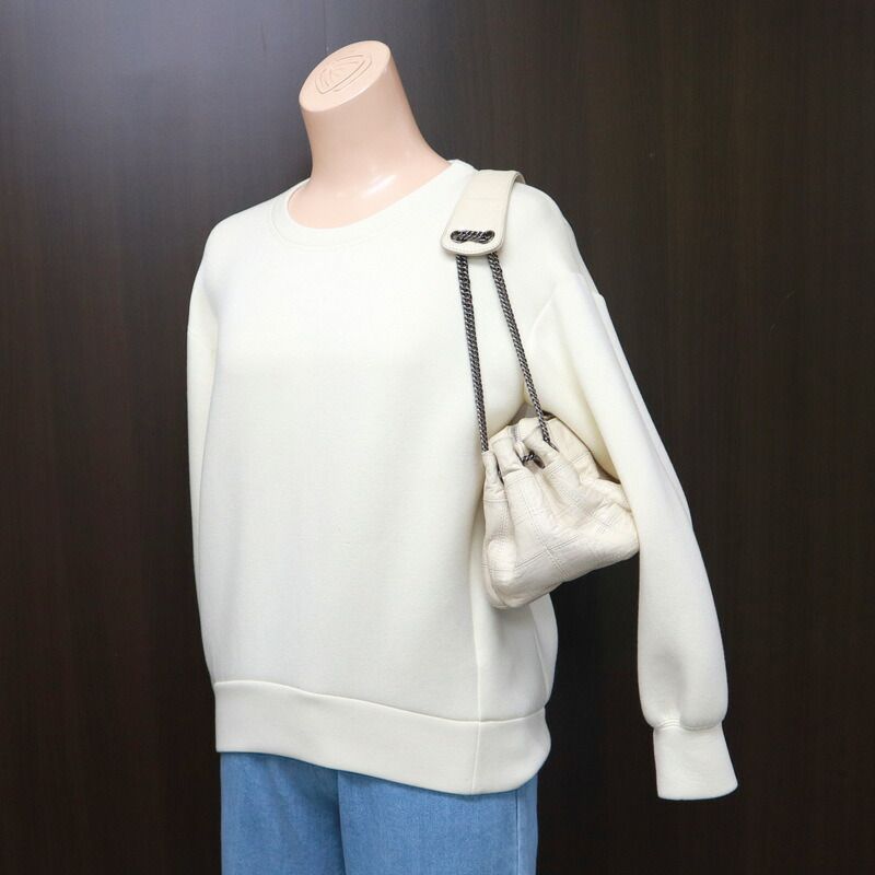 Chanel Choco Bar Logo Chain Shoulder Bag Leather White Silver — view 9