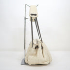 Chanel Choco Bar Logo Chain Shoulder Bag Leather White Silver — view 3