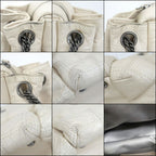Chanel Choco Bar Logo Chain Shoulder Bag Leather White Silver — view 6