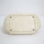 Chanel Choco Bar Logo Chain Shoulder Bag Leather White Silver — view 4