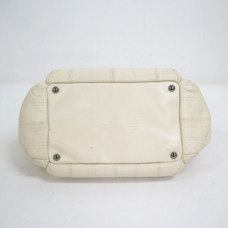 Chanel Choco Bar Logo Chain Shoulder Bag Leather White Silver — view 4