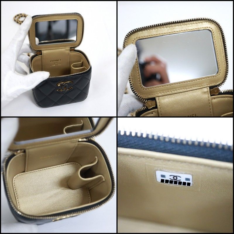 Chanel Vanity Chain Shoulder Bag Lambskin Black Gold — view 7