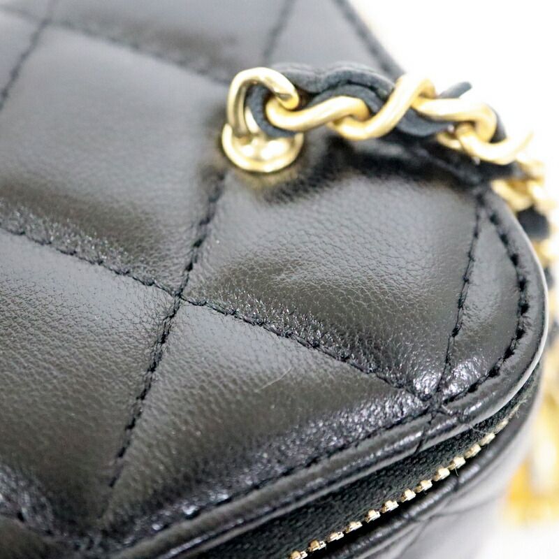 Chanel Vanity Chain Shoulder Bag Lambskin Black Gold — view 6