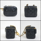 Chanel Vanity Chain Shoulder Bag Lambskin Black Gold — view 2