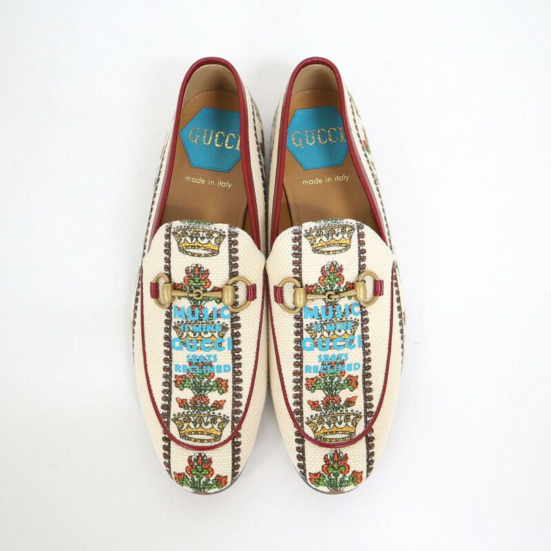 Gucci Anniversary Horsebit Accent Jaguar Drofa 8.5 Ivory Print — view 2