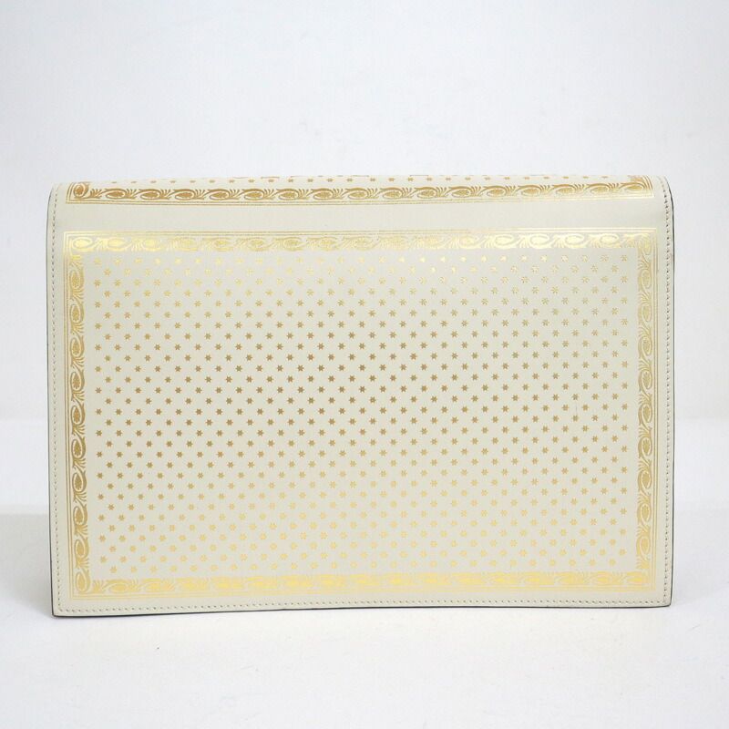 Gucci Clutch Logo Star Leather Silver White Gold — view 2