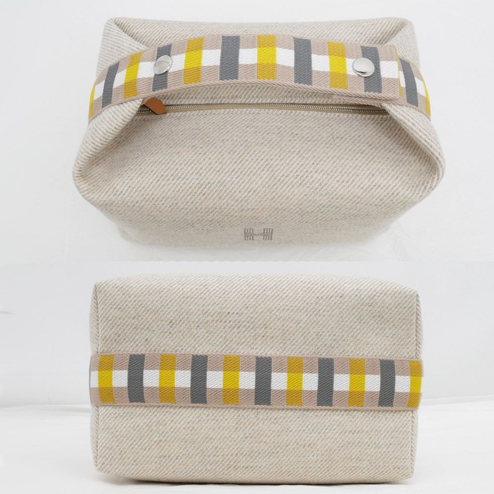 Hermes Brid-a-brac GM Eau Carre Handbag Pouch Segle Beige — view 4