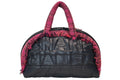 Chanel Boston Handbag Logo Pink Navy Tweed Nylon