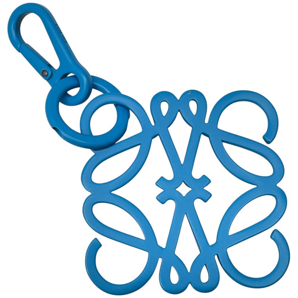 Loewe Anagram Bag Charm Key Holder Ring Metal Blue — view 2