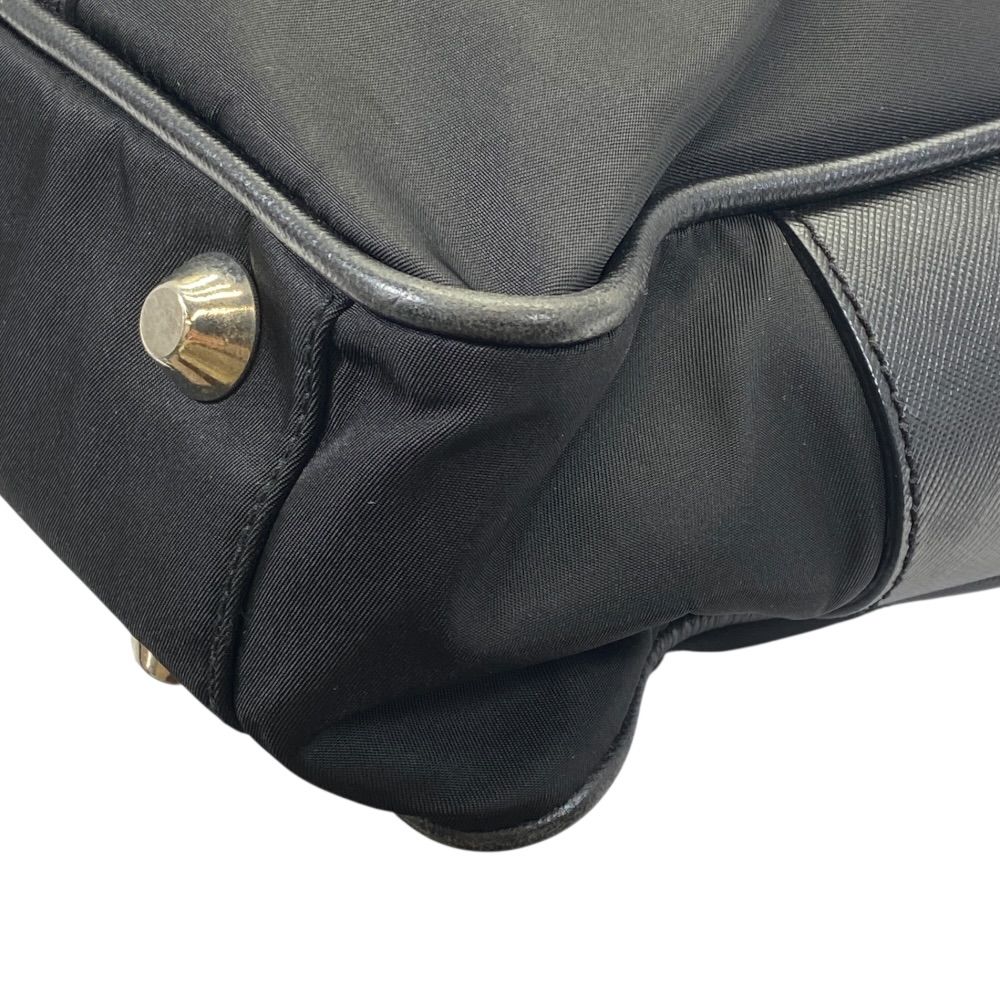 Prada Briefcase Business Nylon Saffiano Leather Triangle Logo Nero Black — view 4