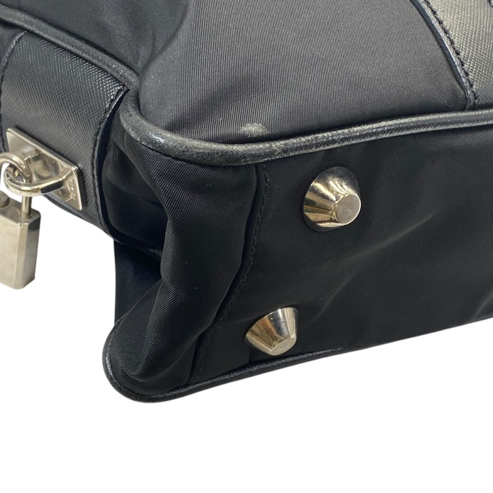 Prada Briefcase Business Nylon Saffiano Leather Triangle Logo Nero Black — view 3