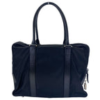 Prada Briefcase Business Nylon Saffiano Leather Triangle Logo Nero Black — view 2