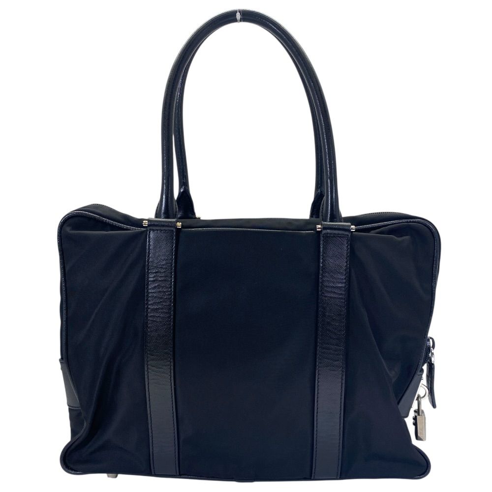 Prada Briefcase Business Nylon Saffiano Leather Triangle Logo Nero Black — view 2