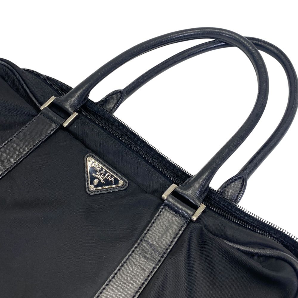 Prada Briefcase Business Nylon Saffiano Leather Triangle Logo Nero Black — view 9