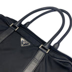Prada Briefcase Business Nylon Saffiano Leather Triangle Logo Nero Black — view 9