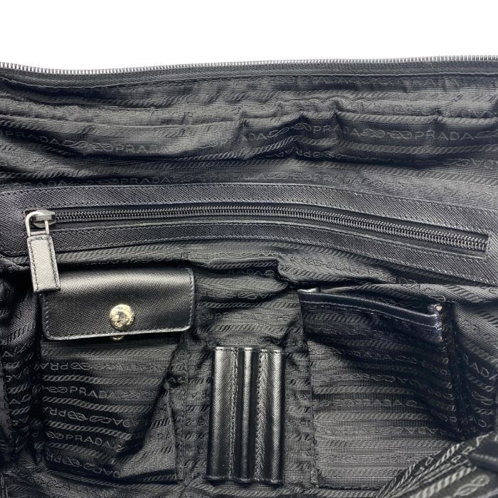 Prada Briefcase Business Nylon Saffiano Leather Triangle Logo Nero Black — view 8