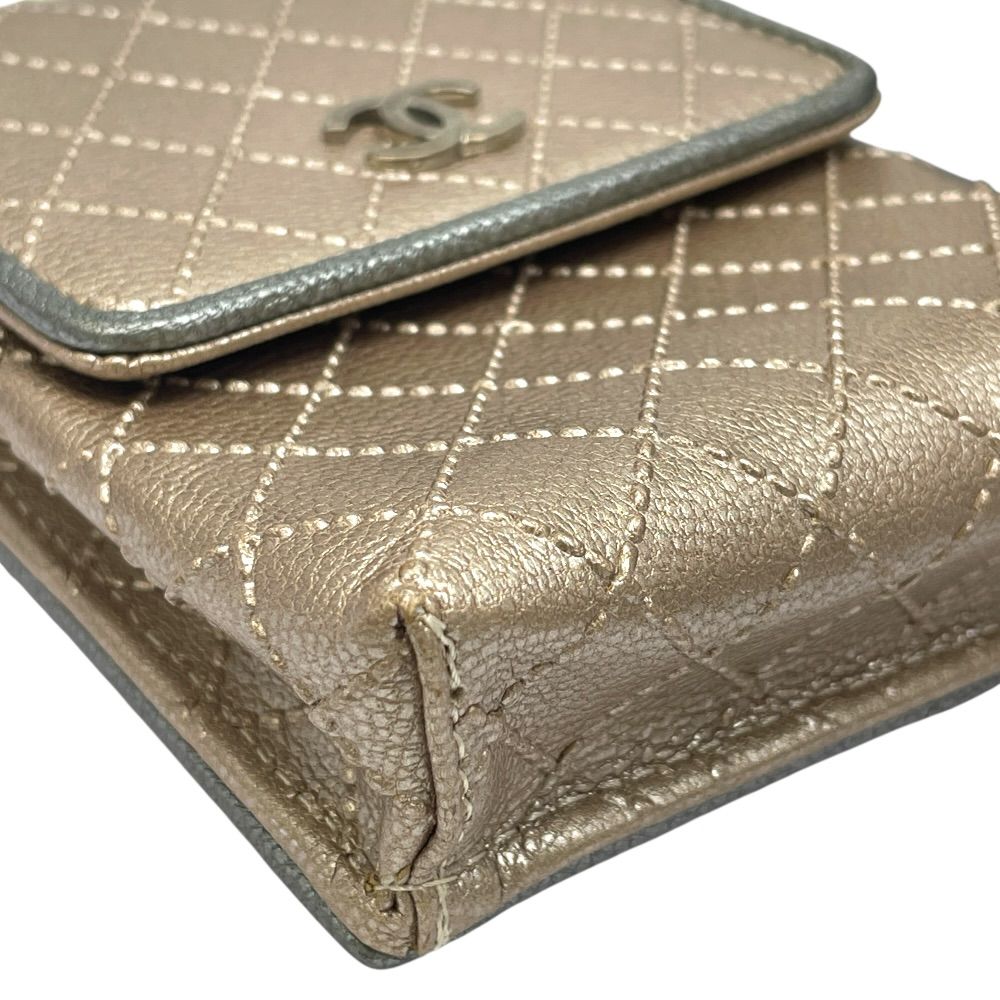 Chanel Bicolor CC Logo Cigarette Case Tobacco Multi Quilted Leather Hat Champagne — view 3