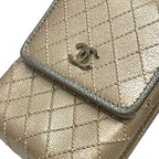Chanel Bicolor CC Logo Cigarette Case Tobacco Multi Quilted Leather Hat Champagne — view 5