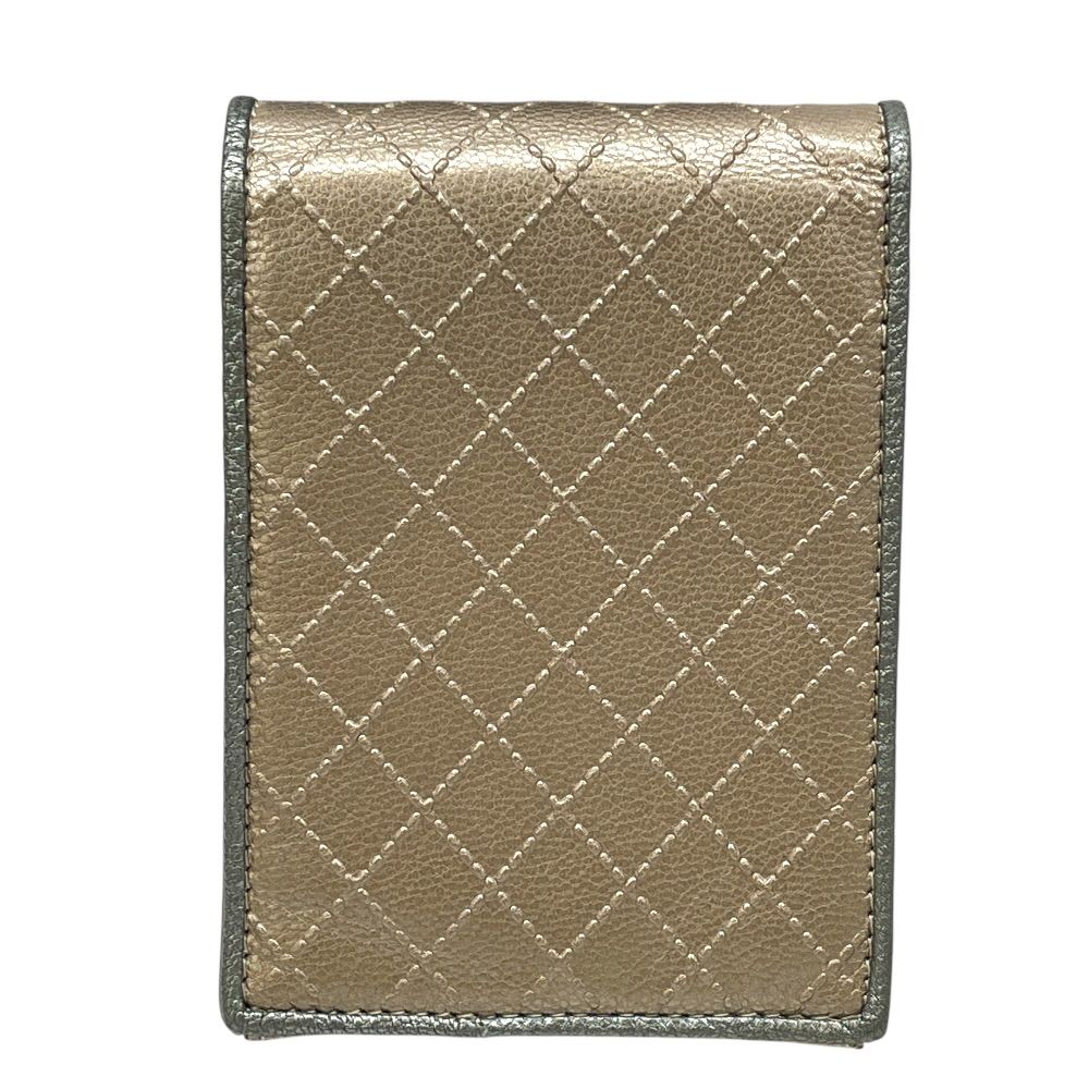 Chanel Bicolor CC Logo Cigarette Case Tobacco Multi Quilted Leather Hat Champagne — view 2