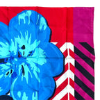 Dior D-flower Pop Scarf Shawl Floral Red Blue Silk — view 3