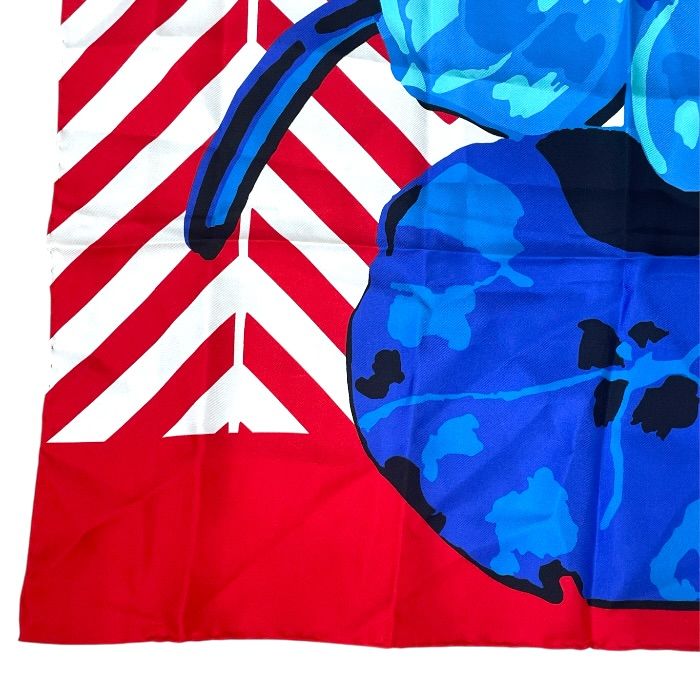 Dior D-flower Pop Scarf Shawl Floral Red Blue Silk — view 5
