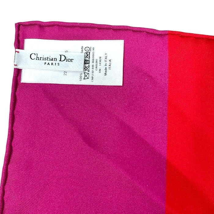 Dior D-flower Pop Scarf Shawl Floral Red Blue Silk — view 7
